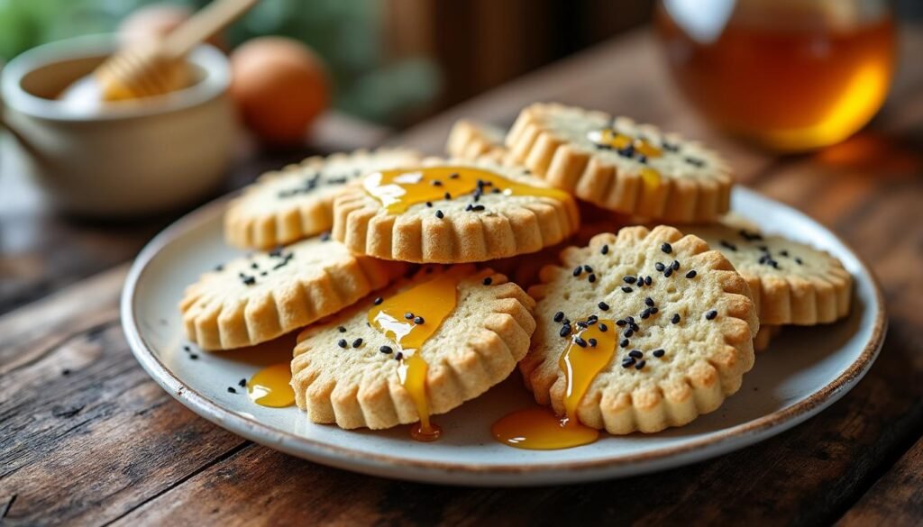 découvrez la délicieuse recette de shortbread au sésame noir et miel, alliant le croquant du sésame à la douceur du miel. parfait pour accompagner vos thés ou café, ces biscuits savoureux et originaux raviront vos papilles et ajouteront une touche d'exotisme à vos pauses gourmandes.