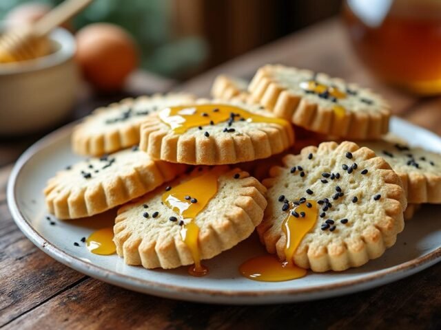 Shortbread au sésame noir et miel
