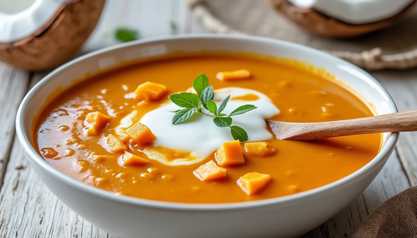 découvrez une délicieuse soupe froide de patates douces et lait de coco, alliant douceur et exotisme dans un plat rafraßchissant parfait pour les chaudes journées d'été. cette recette facile et savoureuse séduira vos papilles avec ses saveurs crémeuses et réconfortantes.