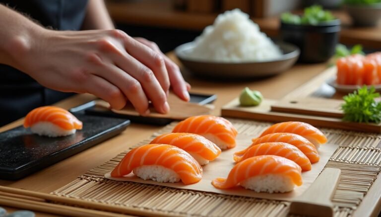 découvrez les secrets de préparation des sushis nigiri au saumon, un incontournable de la cuisine japonaise. apprenez les techniques authentiques pour régaler vos papilles avec des saveurs fraîches et délicates, tout en vous plongeant dans l'art du sushi comme au japon.
