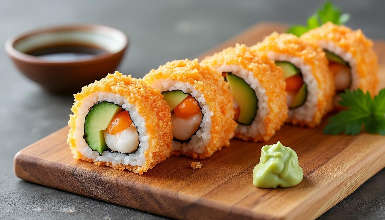 dégustez nos sushis tempura crevettes, une combinaison parfaite de croustillant et de saveurs gourmandes. idéal pour les amateurs de cuisine japonaise, chaque bouchée est une explosion de plaisir qui séduira vos papilles !