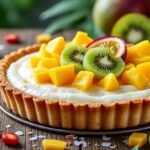 Tarte au lait de coco et fruits exotiques
