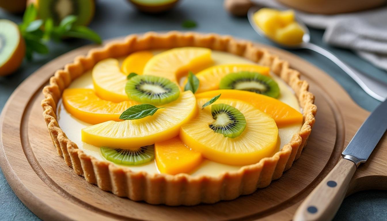 découvrez notre délicieuse tarte au lait de coco, garnie de savoureux fruits exotiques. cette recette allie la douceur crémeuse du lait de coco à la fraßcheur tropicale des fruits, offrant une explosion de saveurs en bouche. idéale pour un dessert estival ou une occasion spéciale, elle saura ravir vos papilles et celles de vos invités. laissez-vous séduire par cette gourmandise originale et facile à préparer !