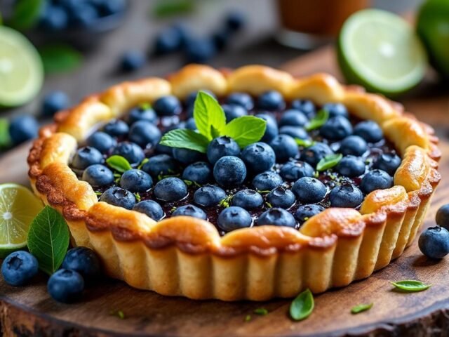 Tarte aux myrtilles et citron vert