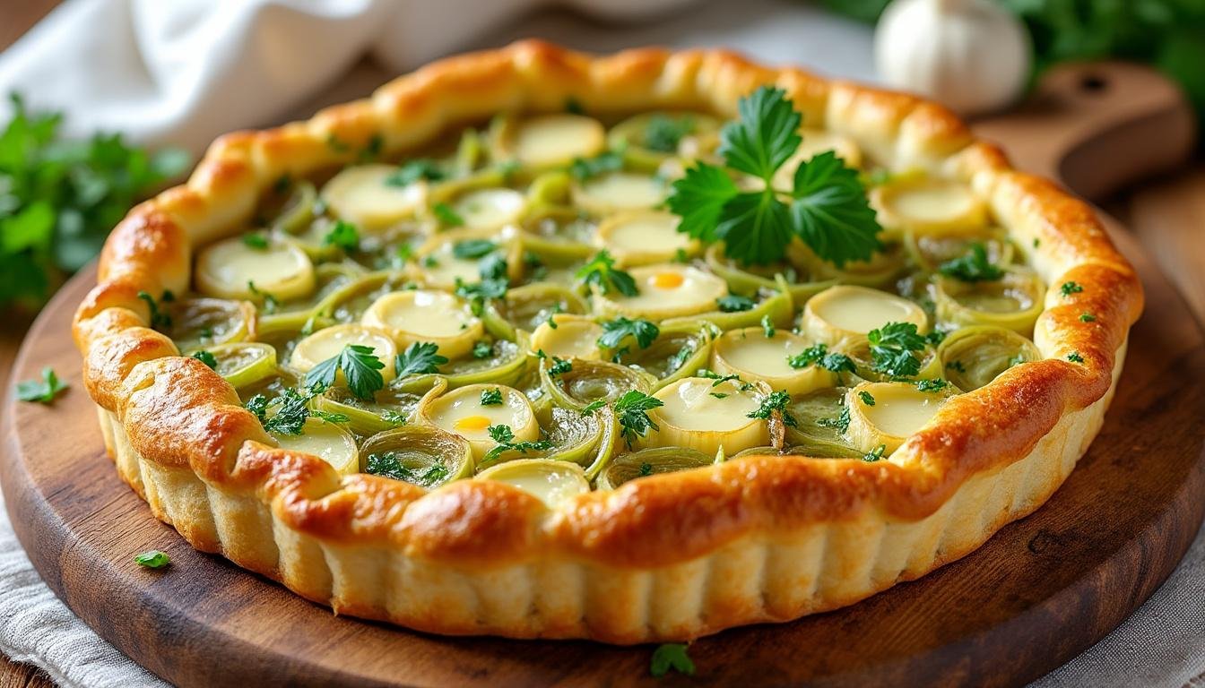 découvrez notre délicieuse tarte aux poireaux et fromage frais, un plat savoureux et réconfortant qui allie la douceur des poireaux à la crémeux du fromage. parfaite pour un dßner en famille ou entre amis, cette recette simple et rapide fera le bonheur des gourmets.