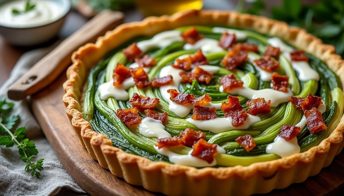 découvrez notre délicieuse tarte aux poireaux et fromage frais, un plat savoureux et réconfortant. parfaite pour un repas en famille ou entre amis, elle allie la douceur des poireaux à la crémeuse texture du fromage frais. idéale en toutes saisons, cette recette simple et gourmande séduira les papilles des petits et des grands.