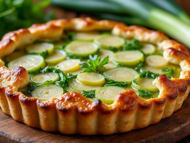 Tarte aux poireaux et fromage frais