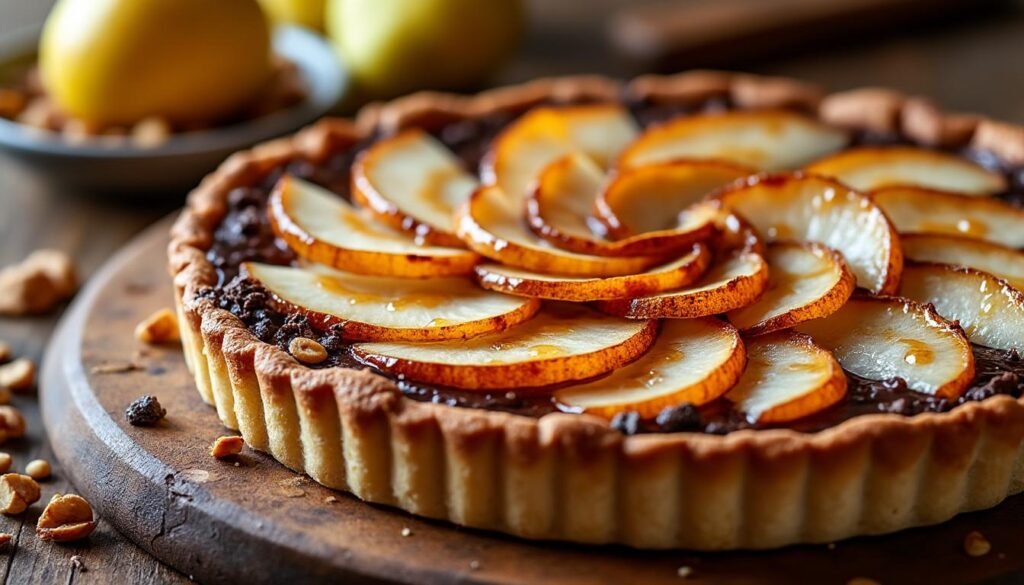 découvrez notre délicieuse tarte aux poires et chocolat praliné, un dessert irrésistible alliant la douceur des poires juteuses à la richesse du chocolat praliné. parfaite pour ravir vos invités ou pour vous faire plaisir, cette recette est un mariage de saveurs qui éveille les sens.