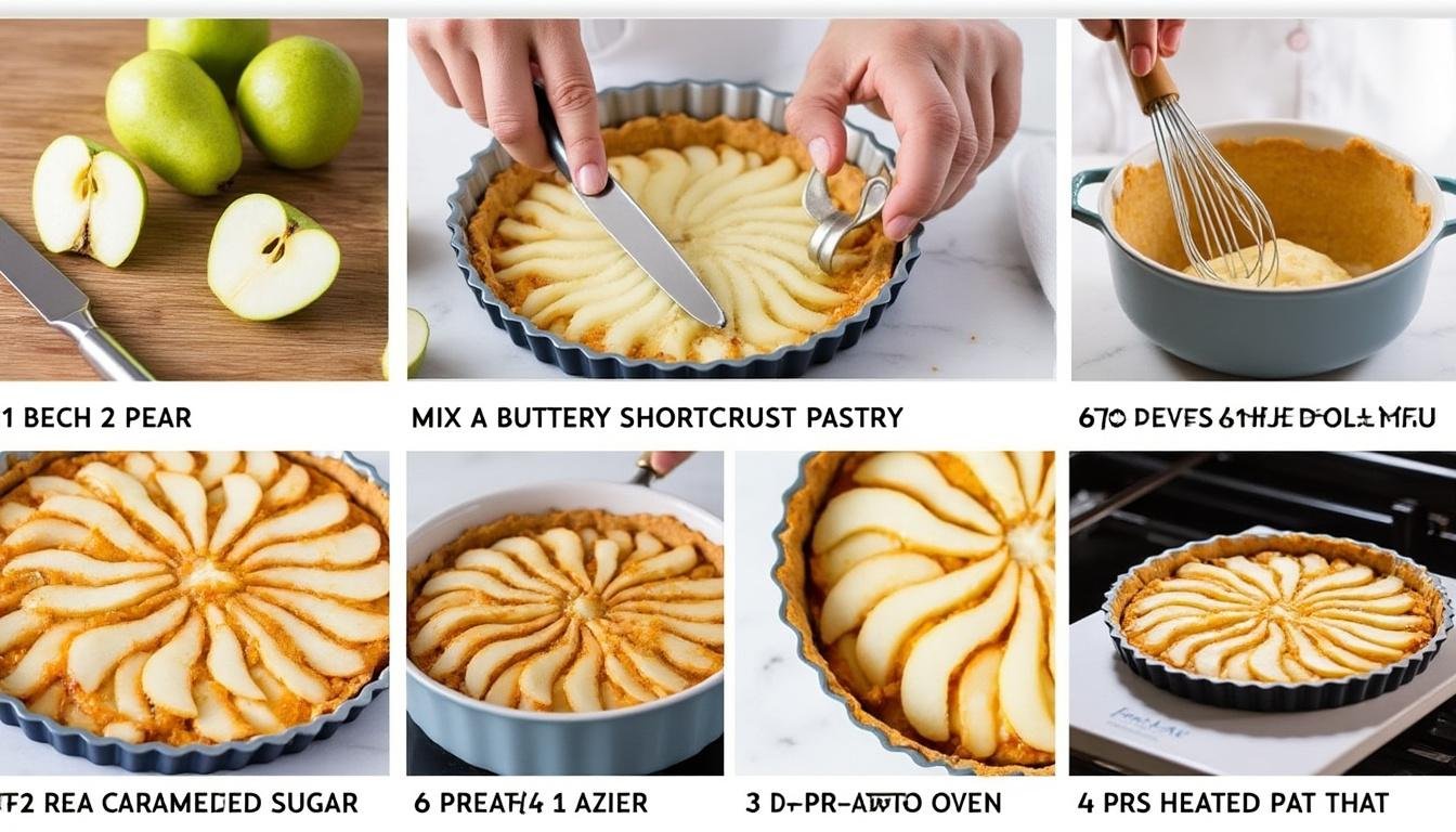 découvrez notre délicieuse recette de tarte aux poires et chocolat praliné, un dessert élégant alliant la douceur des poires juteuses à la richesse du chocolat praliné. parfait pour émerveiller vos invités lors de vos repas ou pour un moment de gourmandise en solo.