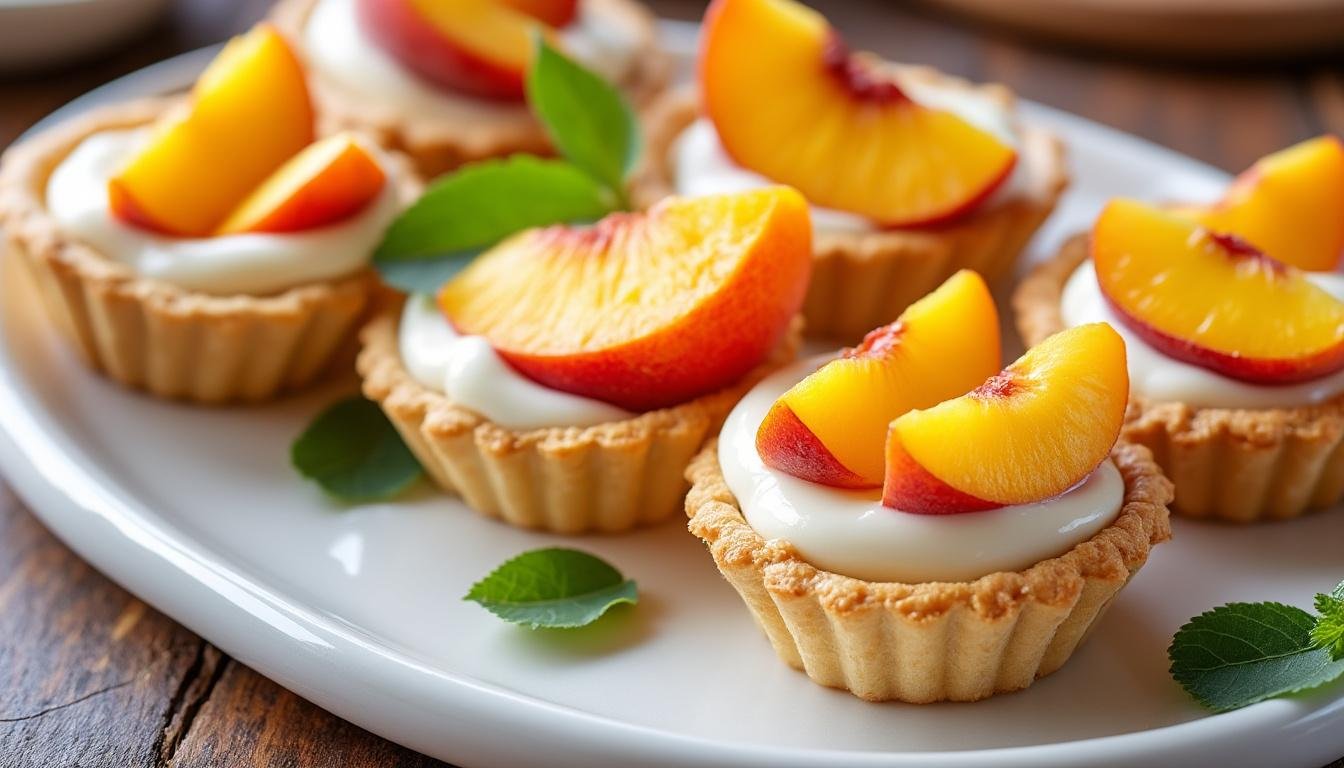 découvrez nos délicieuses tartelettes aux pêches, délicatement garnies de crème d'amande. un dessert savoureux et raffiné qui allie la douceur des fruits à la richesse de l'amande, parfait pour vos occasions spéciales ou tout simplement pour vous faire plaisir !