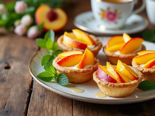 Tartelettes aux pêches et crème d’amande