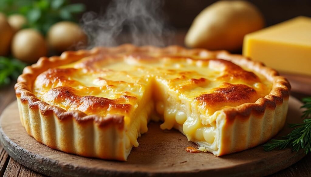 découvrez notre délicieuse tourte aux pommes de terre et cheddar, un plat réconfortant qui allie la douceur des pommes de terre à la richesse du fromage cheddar. parfaite pour un dîner en famille ou entre amis, cette recette savoureuse ravira les palais de tous les gourmands.