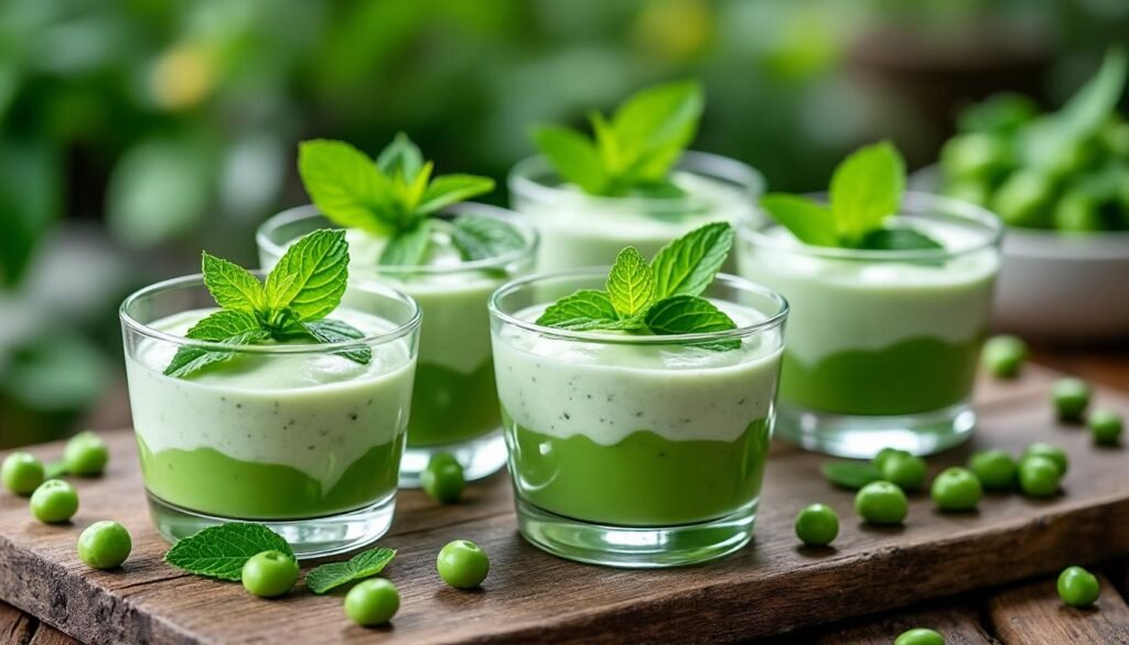 découvrez ces délicieuses verrines de crème de petits pois et menthe, un apéritif frais et original qui ravira vos convives. parfait pour les soirées estivales, cette recette allie la douceur des petits pois à la fraîcheur de la menthe pour une expérience gustative unique.