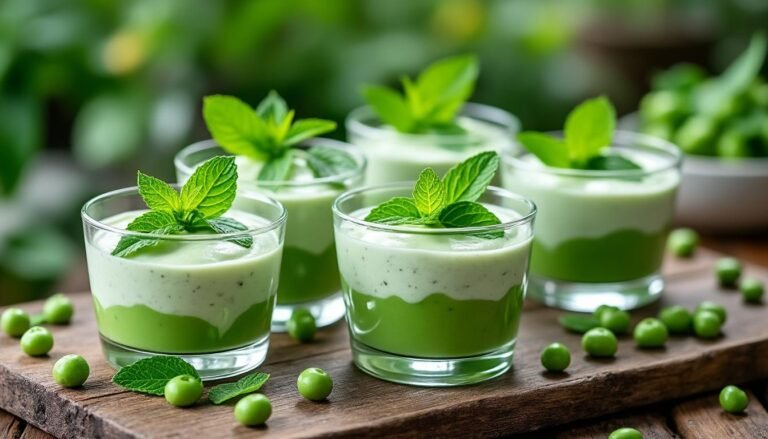 découvrez ces délicieuses verrines de crème de petits pois et menthe, un apéritif frais et original qui ravira vos convives. parfait pour les soirées estivales, cette recette allie la douceur des petits pois à la fraîcheur de la menthe pour une expérience gustative unique.