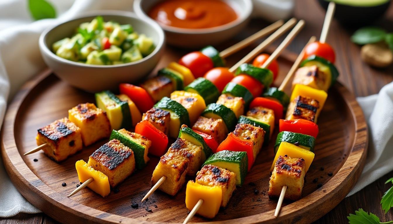 découvrez notre recette de brochettes de tempeh mariné et légumes, idéale pour un repas sain, savoureux et végétarien. faciles à préparer, pleines de protéines et riches en couleurs !