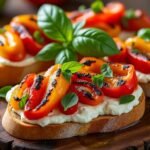 Bruschetta aux poivrons grillés et ricotta