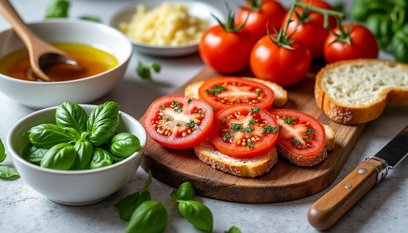 savourez notre délicieuse bruschetta aux poivrons grillés et à la ricotta, une entrée italienne pleine de fraîcheur et de saveurs. parfaite pour vos apéritifs, cette recette allie la douceur des poivrons rôtis à la crémeuse ricotta, le tout sur un pain croustillant. une expérience gustative à ne pas manquer !