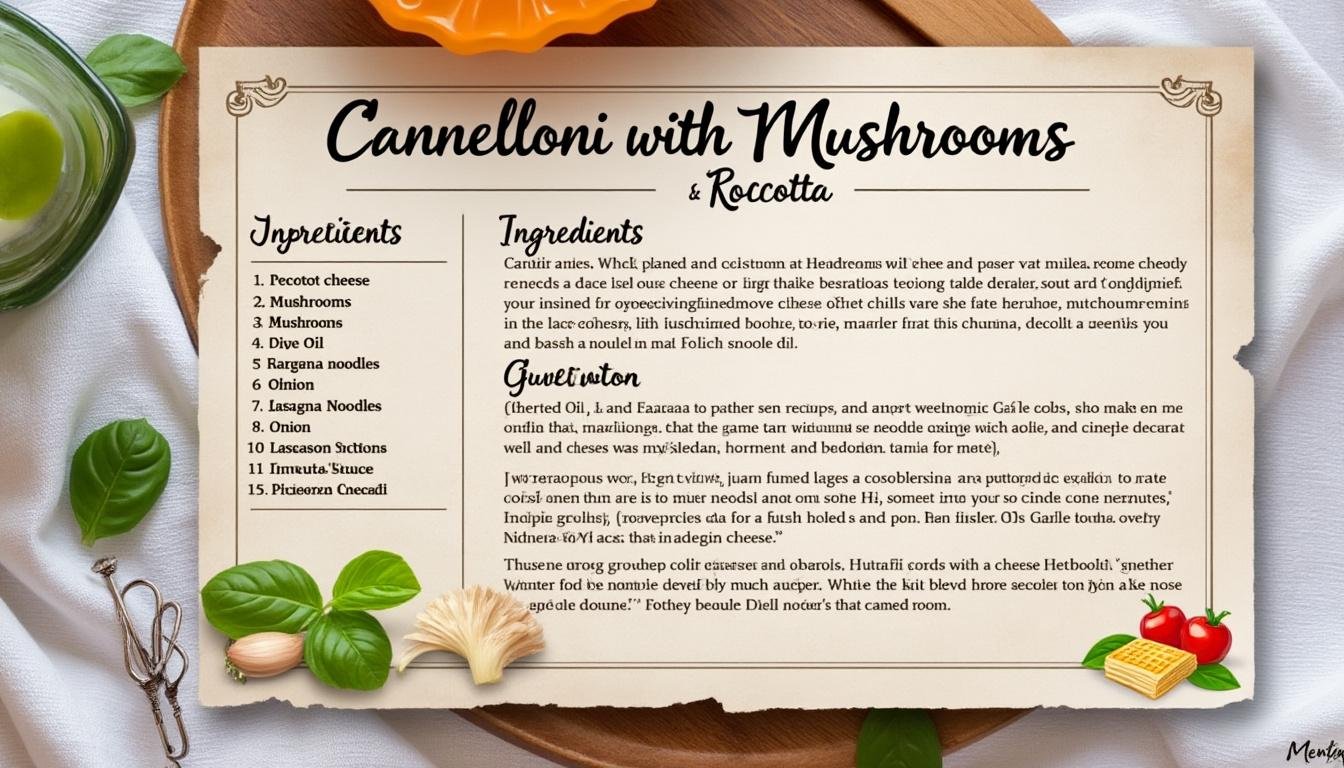 cannellonis aux champignons et ricotta, crémeux et savoureux : une recette facile, gratinée au four, idéale pour un dîner réconfortant.