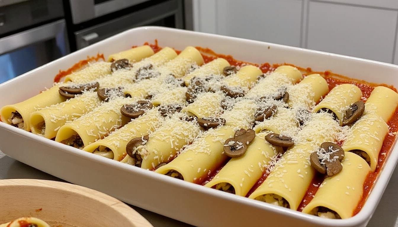cannellonis aux champignons et ricotta: recette crémeuse, facile et gourmande, idéale pour un dîner convivial. ingrédients, pas à pas et astuces.