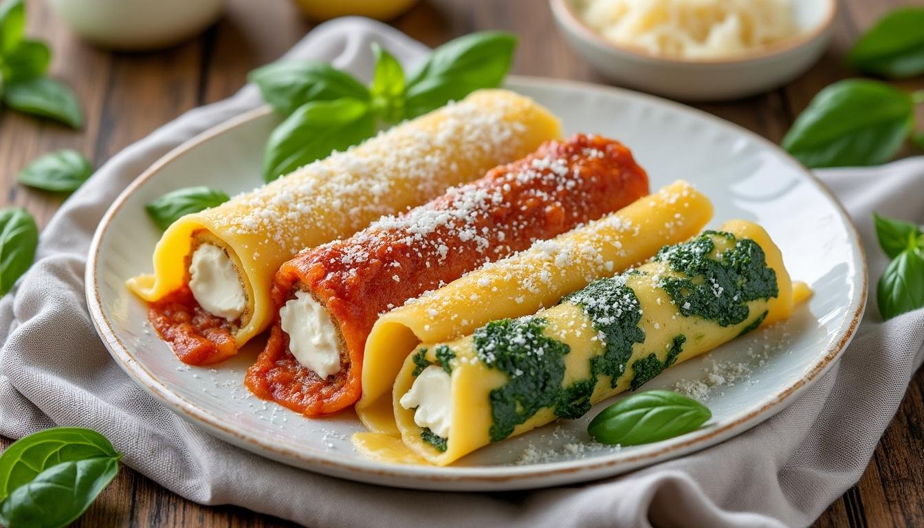 cannellonis aux champignons et ricotta, gratinés au four : farce crémeuse aux herbes, facile et savoureuse, idéale pour un dîner réconfortant en semaine.