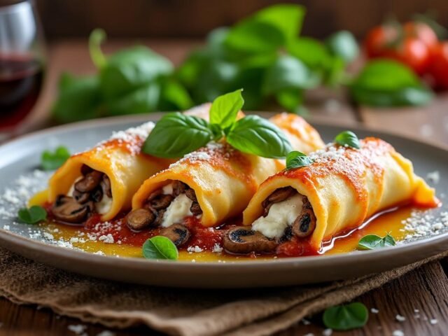 Cannellonis aux champignons et ricotta