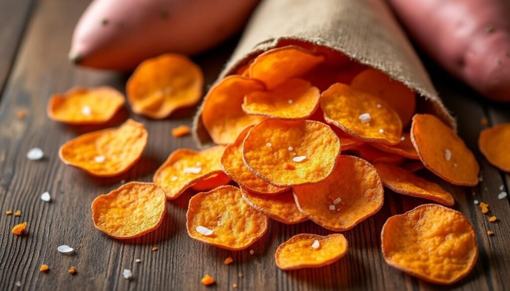 découvrez notre recette simple et saine de chips de patate douce croustillantes, préparées au four. un snack délicieux et léger, parfait pour vos apéritifs ou pauses gourmandes !