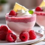 Crème dessert à la framboise et chocolat blanc