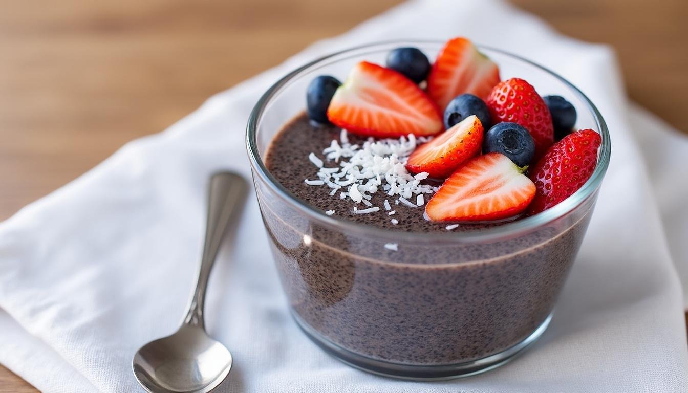 découvrez une crème onctueuse à la vanille sublimée par des graines de chia, idéale pour un dessert sain, gourmand et facile à préparer.