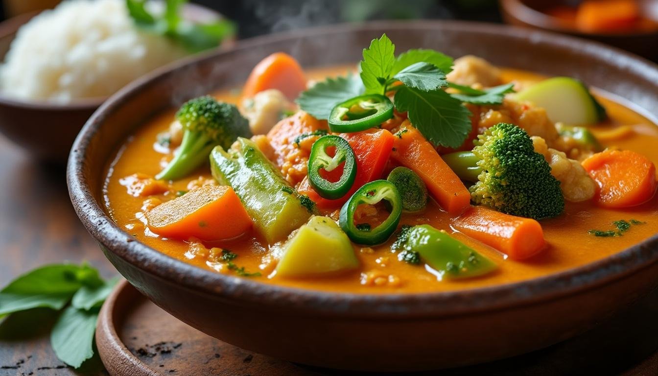 découvrez notre savoureux curry thaï de légumes au lait de coco : une recette facile, parfumée et 100% végétarienne, parfaite pour un voyage gourmand en asie !