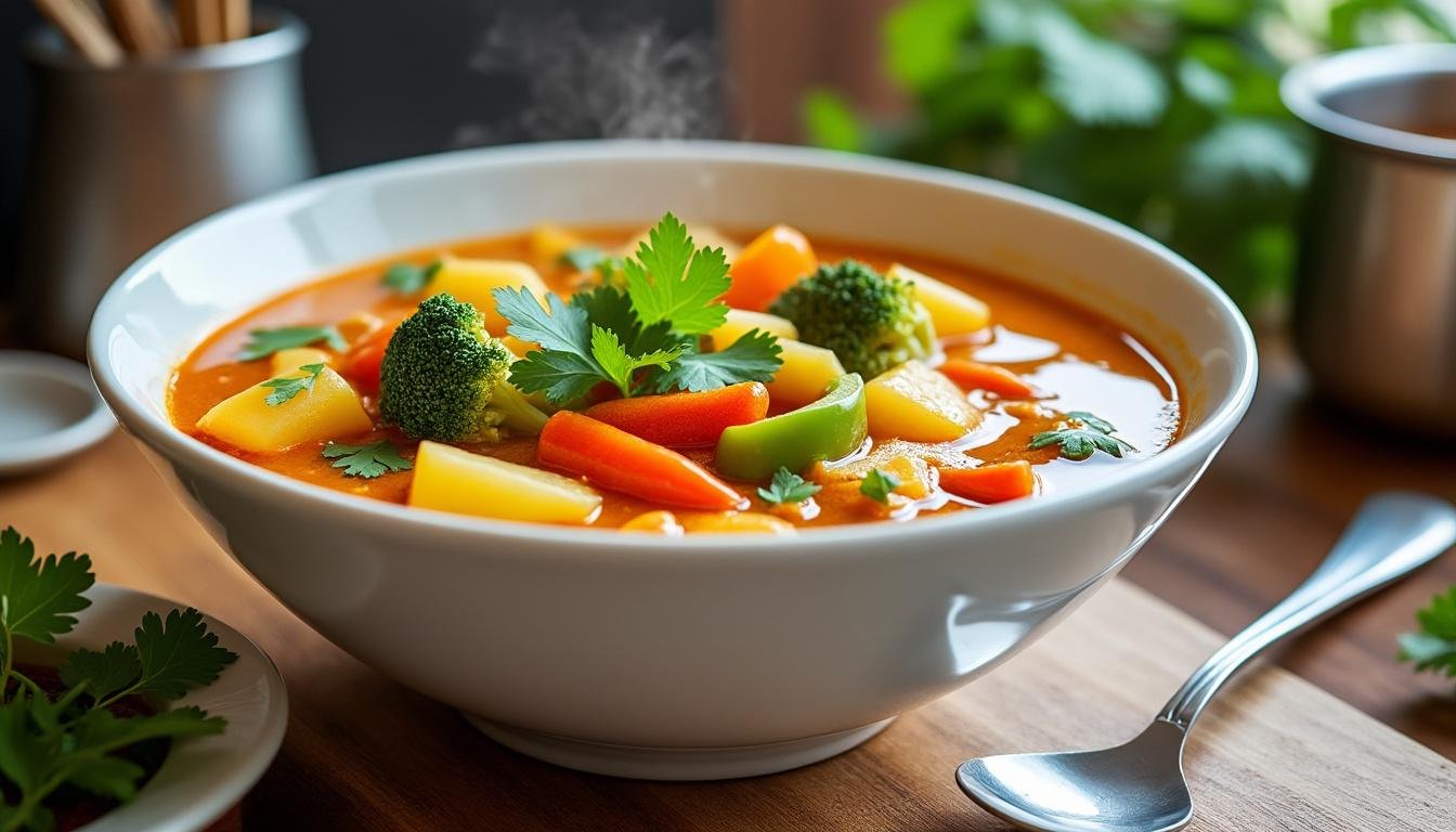 découvrez notre recette de curry thaï de légumes au lait de coco, un plat savoureux, parfumé et facile à préparer, idéal pour un repas végétarien plein de saveurs exotiques.