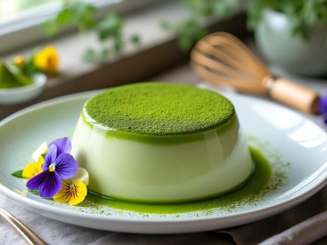 Flan végétarien au thé matcha