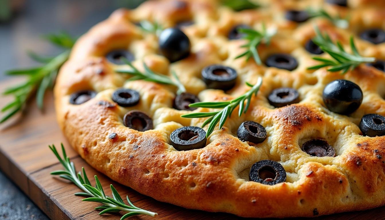 découvrez notre recette de focaccia maison aux olives et romarin, un pain moelleux et parfumé, parfait pour accompagner vos repas ou à déguster en apéritif. facile à réaliser, laissez-vous séduire par ses saveurs méditerranéennes.