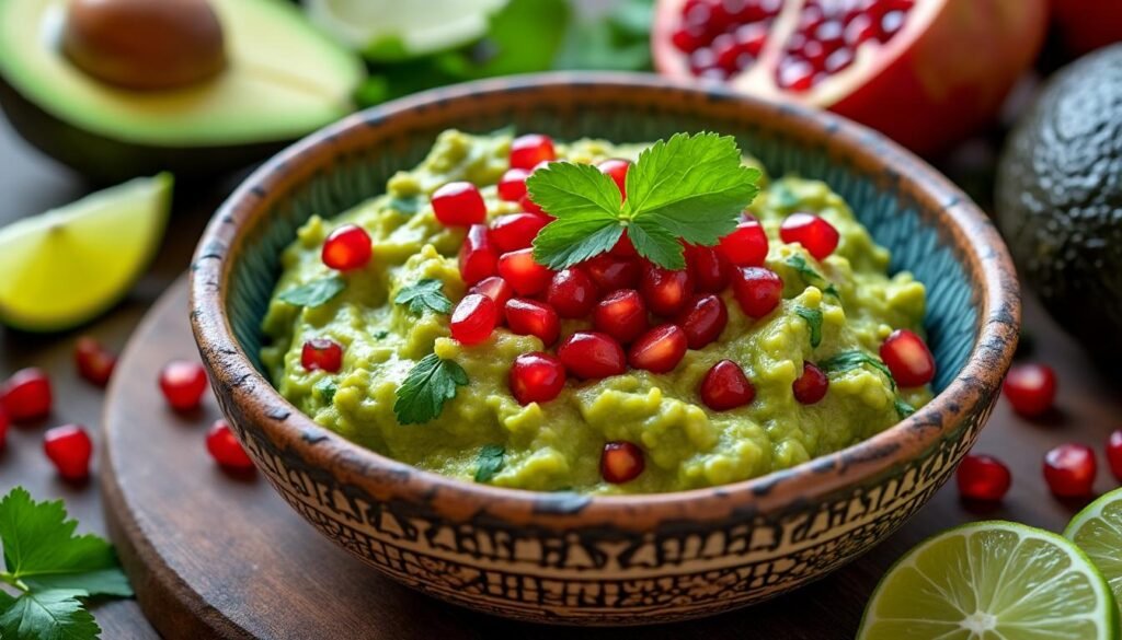 découvrez notre recette originale de guacamole à la grenade : un mélange frais et gourmand d’avocat et de graines de grenade pour un apéritif coloré, sain et savoureux.