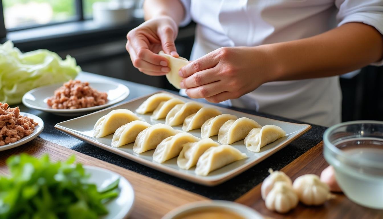 découvrez notre recette de gyozas aux légumes délicatement parfumés, accompagnés d'une savoureuse sauce soja. un plat végétarien, sain et gourmand à partager en toute convivialité !