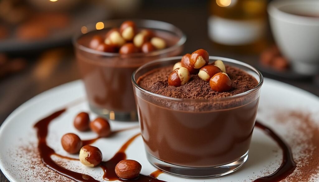 savourez une délicieuse mousse au chocolat onctueuse, rehaussée de noisettes caramélisées croquantes pour un dessert gourmand et irrésistible. recette facile et rapide à préparer pour régaler petits et grands.