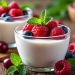 Mousse au lait de coco et fruits rouges