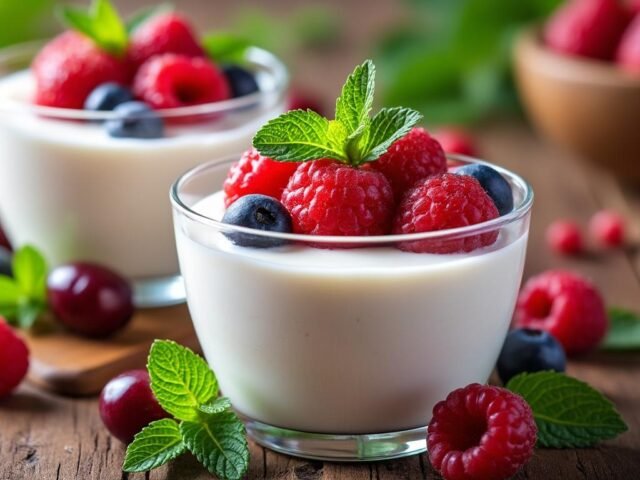 Mousse au lait de coco et fruits rouges