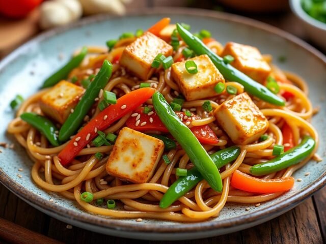 Nouilles sautées au tofu et gingembre