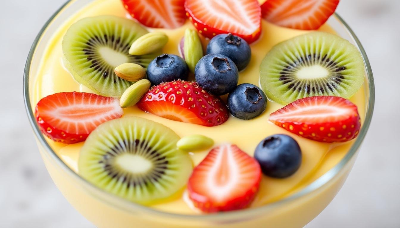 savourez une délicieuse panna cotta à la pistache, un dessert crémeux et raffiné à base de crème et de pistaches, parfait pour une touche gourmande et originale à la fin du repas.