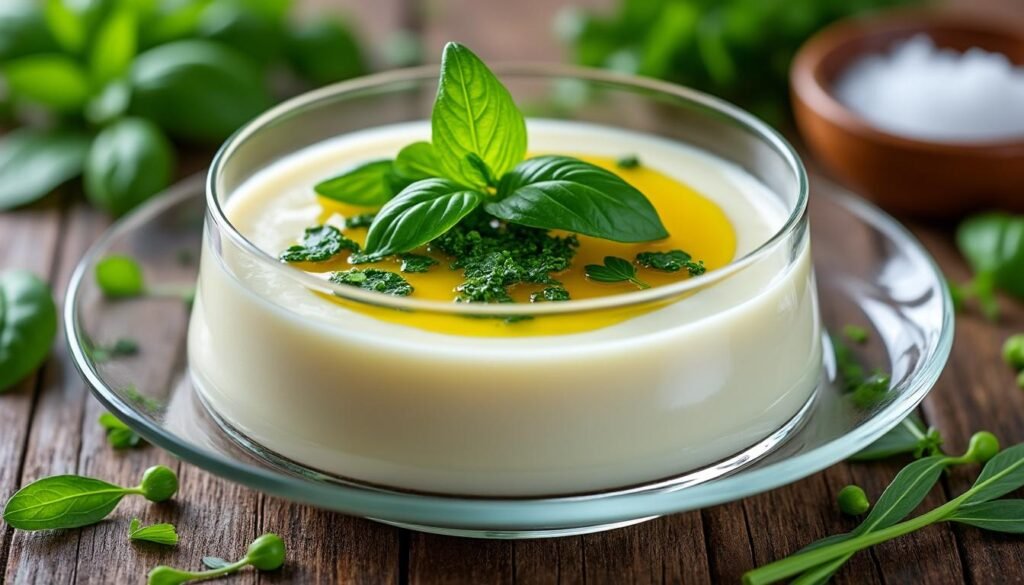 découvrez la panna cotta salée aux herbes, une entrée raffinée et originale, parfaite pour surprendre vos invités lors de vos repas estivaux. facile à préparer, onctueuse et parfumée !