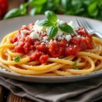 Pâtes à la sauce tomate et ricotta salée