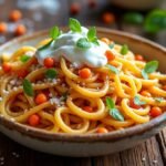 Pâtes aux lentilles corail et crème de coco