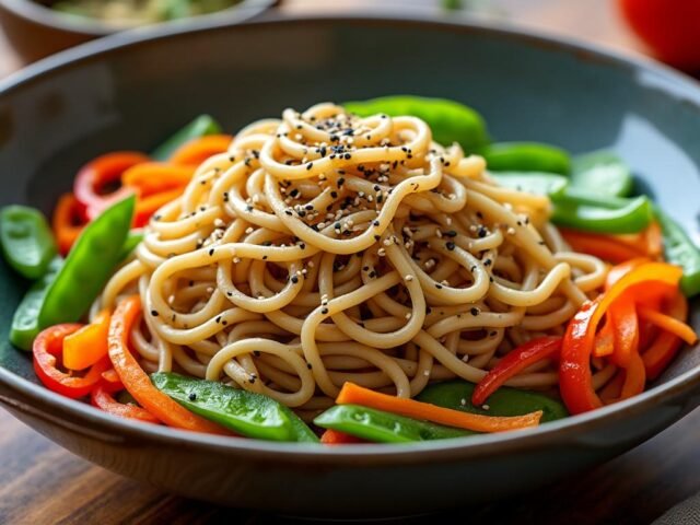 Pâtes soba au sésame et légumes croquants
