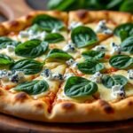 Pizza aux épinards et fromage bleu