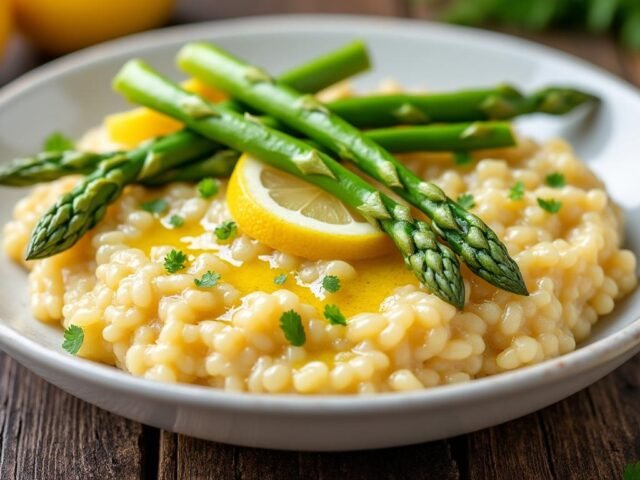 Risotto au citron et asperges vertes