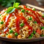 Riz frit aux légumes et sauce chili douce