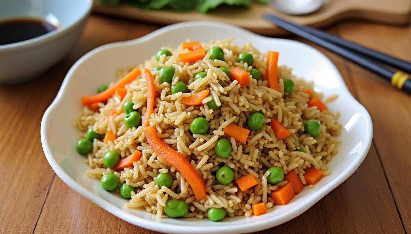 découvrez notre recette de riz frit aux légumes, savoureux et coloré, sublimé par une délicieuse sauce chili douce. un plat facile et rapide à préparer pour un repas sain et gourmand.