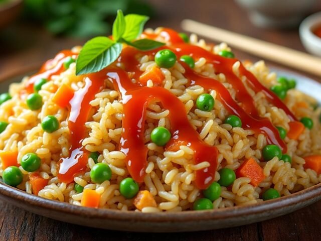 Riz frit aux légumes et sauce chili douce