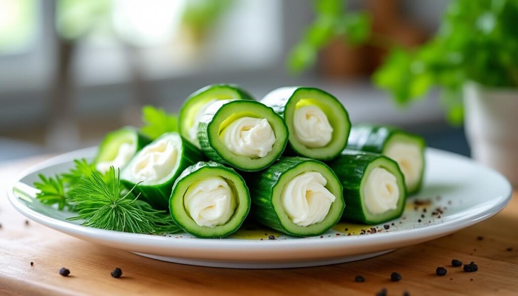 découvrez cette recette fraîche et légère de roulés de concombre à la ricotta. parfaite en apéritif ou en entrée, cette idée simple et rapide séduira vos convives par sa saveur et son originalité.