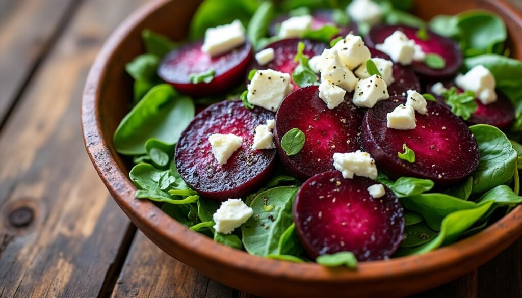 découvrez une salade de betteraves marinées et feta, fraîche et savoureuse, idéale pour une entrée légère ou un accompagnement estival. facile à préparer, elle allie douceur des betteraves et crémeux de la feta.